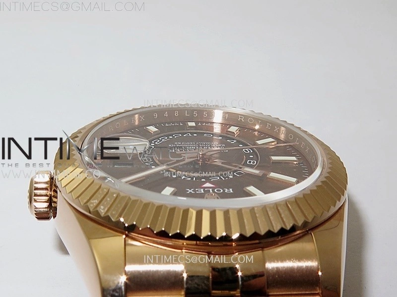 Sky-Dweller 326935 904L RG Noob 1:1 Best Edition Brown Dial on RG Jubilee Bracelet Asian 23J to 9001