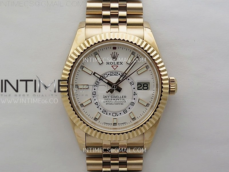 Sky-Dweller 326935 904L RG Noob 1:1 Best Edition White Dial on RG Jubilee Bracelet Asian 23J to 9001