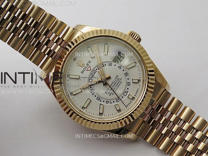 Sky-Dweller 326935 904L RG Noob 1:1 Best Edition White Dial on RG Jubilee Bracelet Asian 23J to 9001