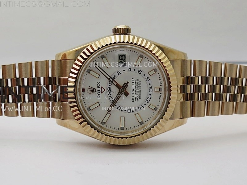 Sky-Dweller 326935 904L RG Noob 1:1 Best Edition White Dial on RG Jubilee Bracelet Asian 23J to 9001
