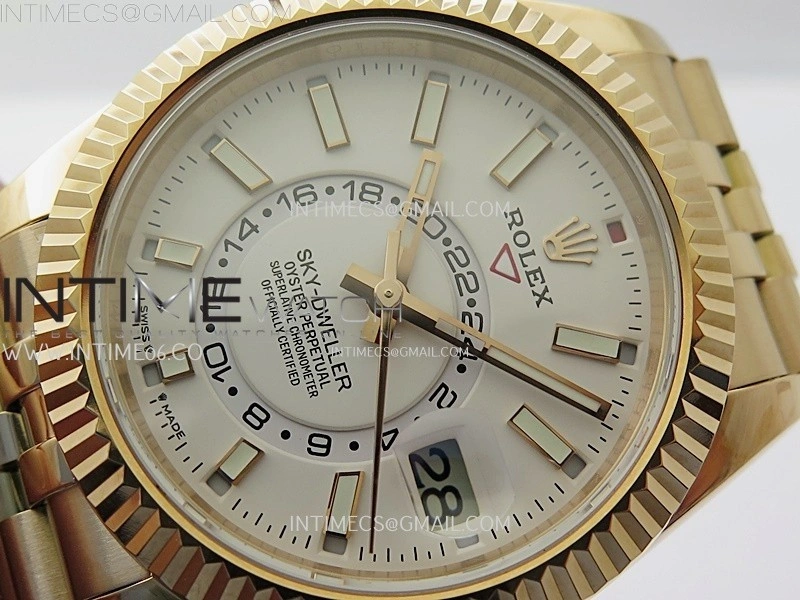 Sky-Dweller 326935 904L RG Noob 1:1 Best Edition White Dial on RG Jubilee Bracelet Asian 23J to 9001