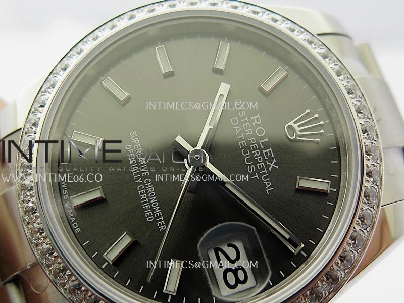 DateJust 31mm 904L SS AR+F Best Edition Gray Dial Stick Marker On 904L SS Oyster Bracelet A2236