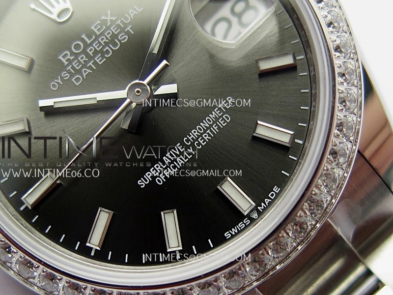 DateJust 31mm 904L SS AR+F Best Edition Gray Dial Stick Marker On 904L SS Oyster Bracelet A2236