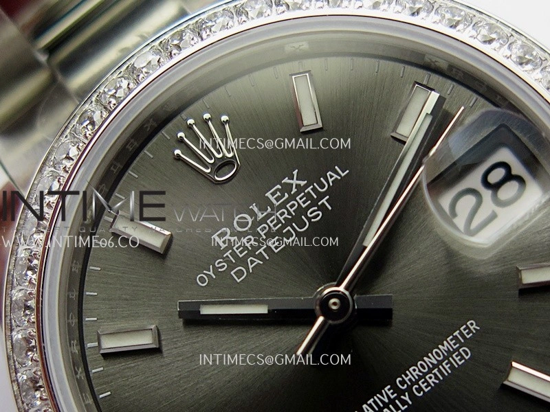 DateJust 31mm 904L SS AR+F Best Edition Gray Dial Stick Marker On 904L SS Oyster Bracelet A2236
