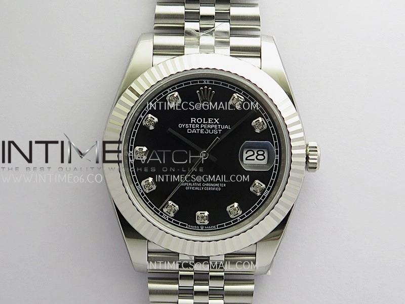 DateJust 126334 904L SS ERF 1:1 Best Edition Black Dial Diamond Marker On Jubilee Bracelet SH3235