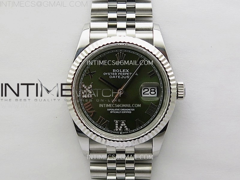 DateJust 126234 904L SS JDF 1:1 Best Edition Green Dial Roman Markers on Jubilee 904L SS Bracelet