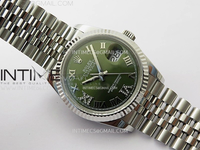 DateJust 126234 904L SS JDF 1:1 Best Edition Green Dial Roman Markers on Jubilee 904L SS Bracelet