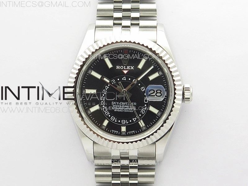 Sky-Dweller 326934 904L SS Noob 1:1 Best Edition Black Dial on SS Jubilee Bracelet Asian 23J to 9001