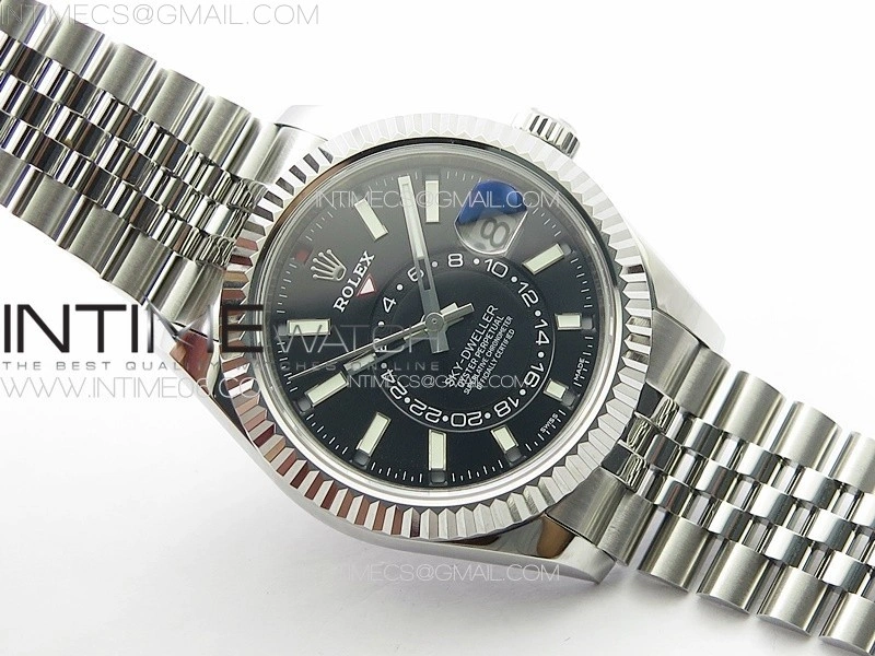 Sky-Dweller 326934 904L SS Noob 1:1 Best Edition Black Dial on SS Jubilee Bracelet Asian 23J to 9001