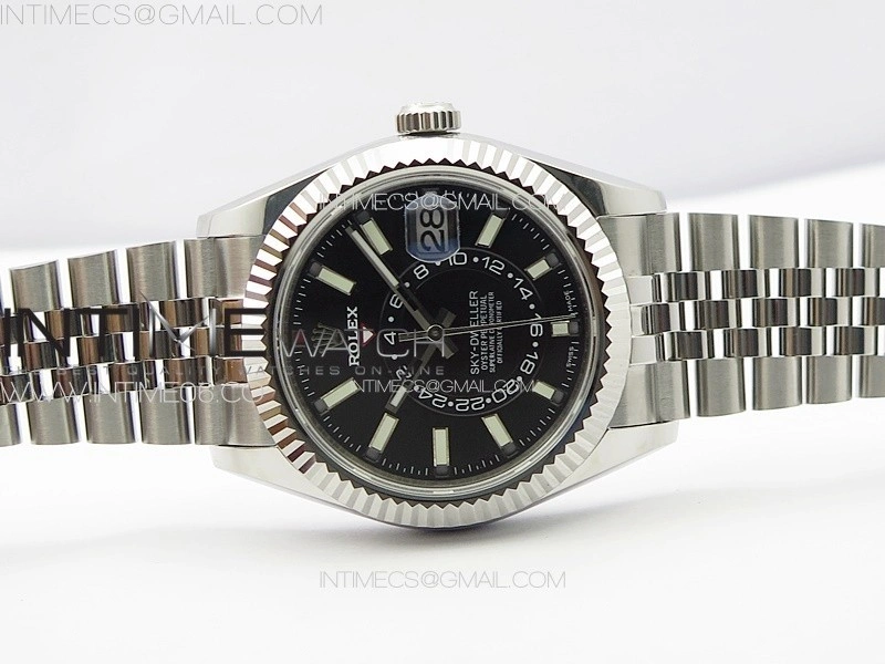 Sky-Dweller 326934 904L SS Noob 1:1 Best Edition Black Dial on SS Jubilee Bracelet Asian 23J to 9001