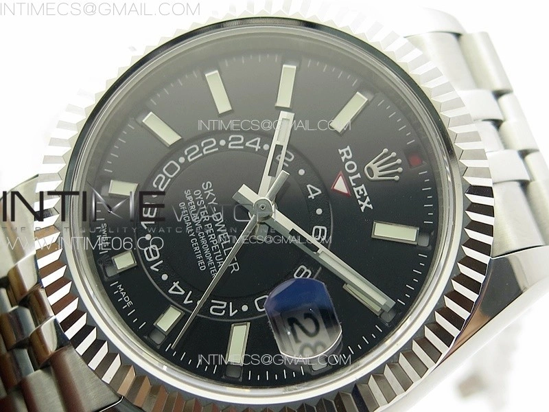 Sky-Dweller 326934 904L SS Noob 1:1 Best Edition Black Dial on SS Jubilee Bracelet Asian 23J to 9001