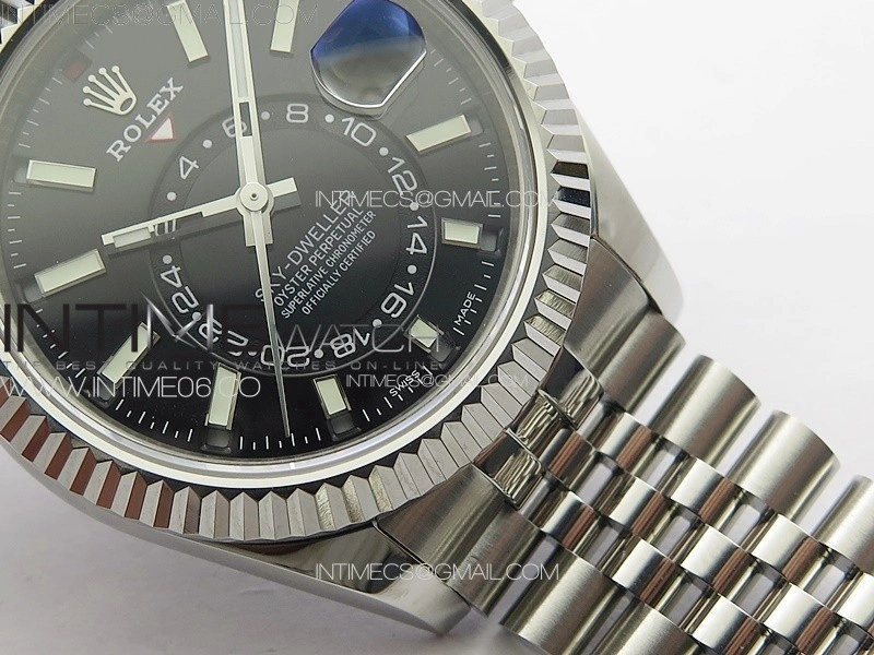 Sky-Dweller 326934 904L SS Noob 1:1 Best Edition Black Dial on SS Jubilee Bracelet Asian 23J to 9001
