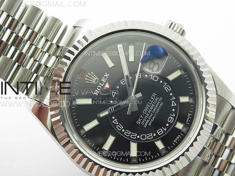 Sky-Dweller 326934 904L SS Noob 1:1 Best Edition Black Dial on SS Jubilee Bracelet Asian 23J to 9001