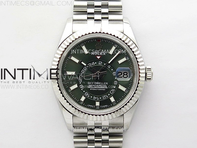 Sky-Dweller 326934 904L SS Noob 1:1 Best Edition Green Dial on SS Jubilee Bracelet Asian 23J to 9001