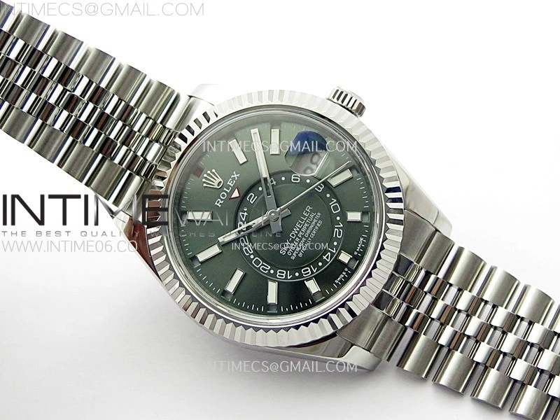 Sky-Dweller 326934 904L SS Noob 1:1 Best Edition Green Dial on SS Jubilee Bracelet Asian 23J to 9001