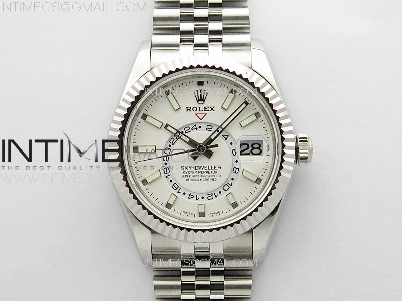 Sky-Dweller 326934 904L SS Noob 1:1 Best Edition White Dial on SS Jubilee Bracelet Asian 23J to 9001