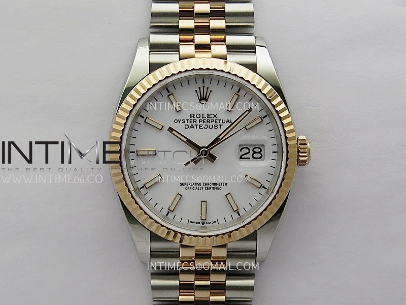 DateJust 126233 36mm 904L SS RG AR+F 1:1 Best Edition White Dial Stick Marker On Jubilee Bracelet DD3235
