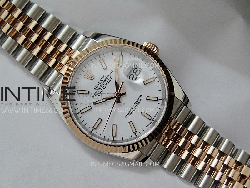 DateJust 126233 36mm 904L SS RG AR+F 1:1 Best Edition White Dial Stick Marker On Jubilee Bracelet DD3235