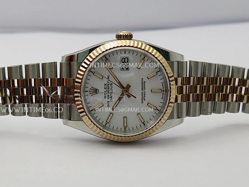 DateJust 126233 36mm 904L SS RG AR+F 1:1 Best Edition White Dial Stick Marker On Jubilee Bracelet DD3235