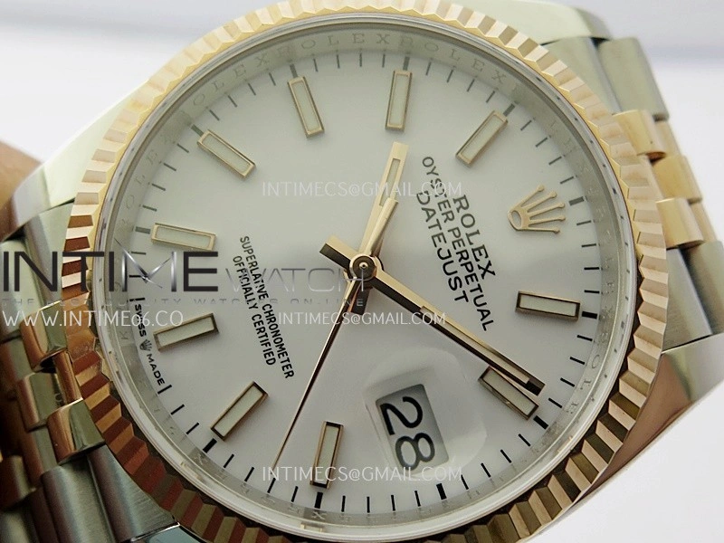 DateJust 126233 36mm 904L SS RG AR+F 1:1 Best Edition White Dial Stick Marker On Jubilee Bracelet DD3235