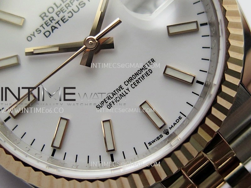 DateJust 126233 36mm 904L SS RG AR+F 1:1 Best Edition White Dial Stick Marker On Jubilee Bracelet DD3235