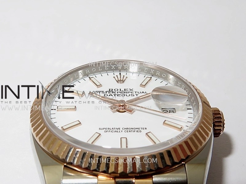 DateJust 126233 36mm 904L SS RG AR+F 1:1 Best Edition White Dial Stick Marker On Jubilee Bracelet DD3235