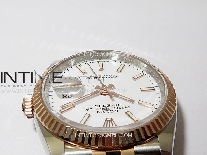 DateJust 126233 36mm 904L SS RG AR+F 1:1 Best Edition White Dial Stick Marker On Jubilee Bracelet DD3235