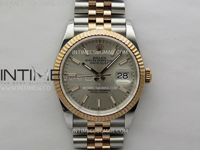 DateJust 126231 904L SS RG JDF 1:1 Best Edition Silver Dial Stick Markers on Jubilee SS RG Bracelet