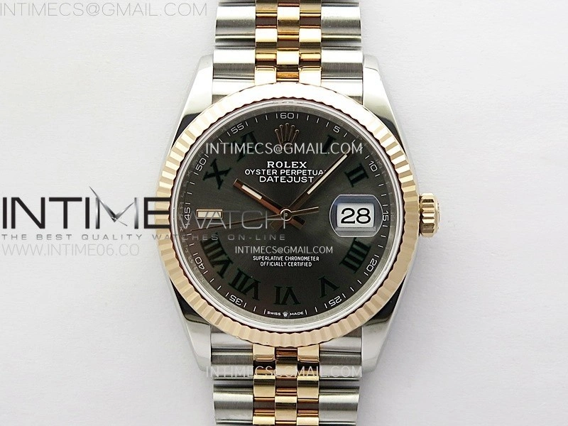 DateJust 36 126231 904L SS RG VSF 1:1 Best Edition Gray Dial Roman Markers on Jubilee Bracelet VS3235