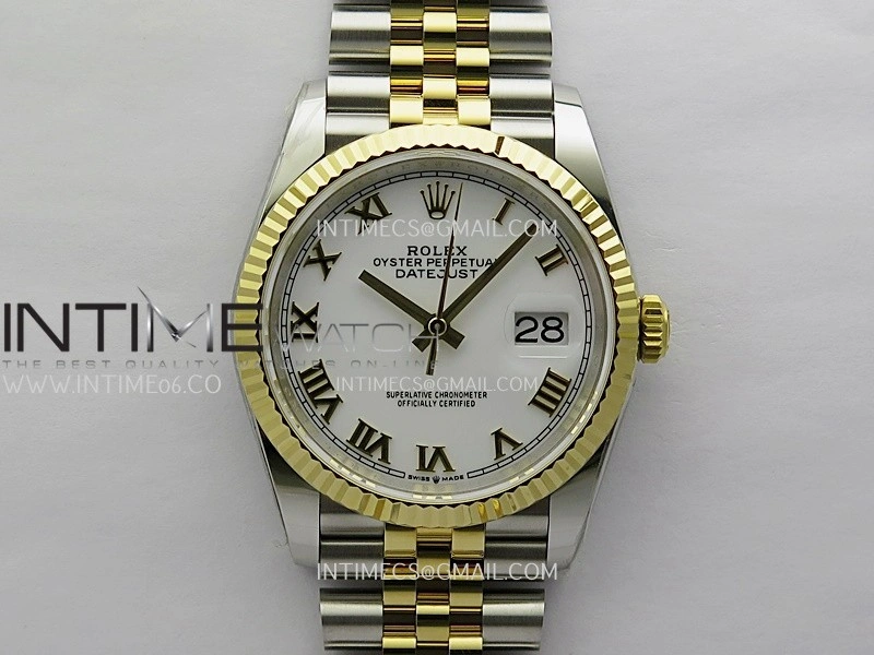DateJust 126233 36mm 904L SS YG AR+F 1:1 Best Edition White Dial Roman Marker On Jubilee Bracelet DD3235