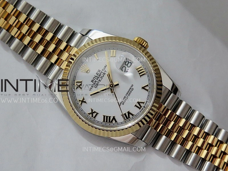 DateJust 126233 36mm 904L SS YG AR+F 1:1 Best Edition White Dial Roman Marker On Jubilee Bracelet DD3235