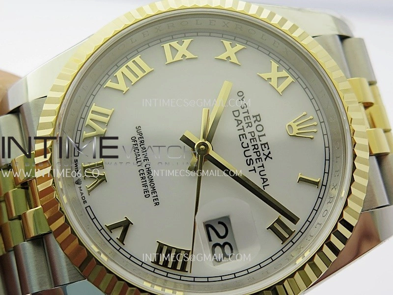 DateJust 126233 36mm 904L SS YG AR+F 1:1 Best Edition White Dial Roman Marker On Jubilee Bracelet DD3235