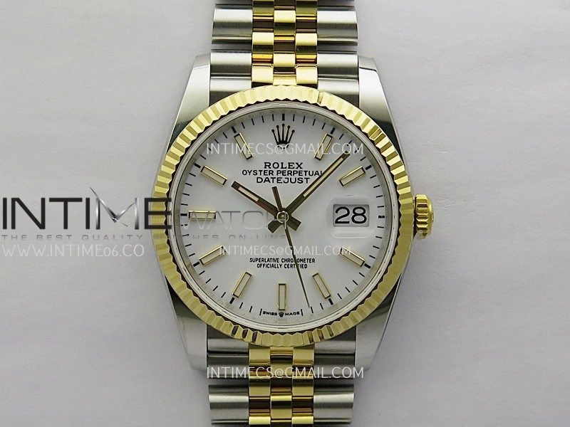 DateJust 126233 36mm 904L SS YG AR+F 1:1 Best Edition White Dial Stick Marker On Jubilee Bracelet DD3235