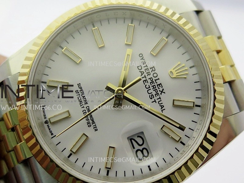 DateJust 126233 36mm 904L SS YG AR+F 1:1 Best Edition White Dial Stick Marker On Jubilee Bracelet DD3235