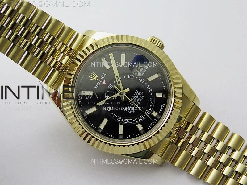 Sky-Dweller 326935 904L YG Noob 1:1 Best Edition Black Dial on YG Jubilee Bracelet Asian 23J to 9001