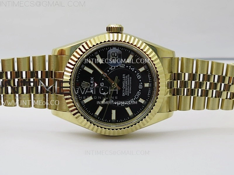 Sky-Dweller 326935 904L YG Noob 1:1 Best Edition Black Dial on YG Jubilee Bracelet Asian 23J to 9001