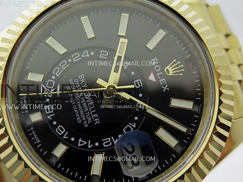 Sky-Dweller 326935 904L YG Noob 1:1 Best Edition Black Dial on YG Jubilee Bracelet Asian 23J to 9001