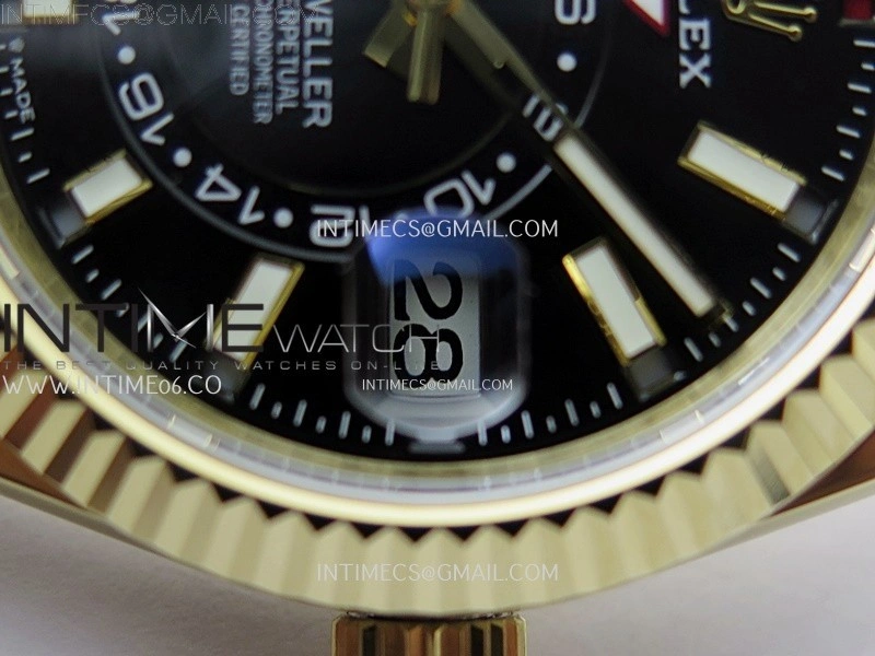 Sky-Dweller 326935 904L YG Noob 1:1 Best Edition Black Dial on YG Jubilee Bracelet Asian 23J to 9001
