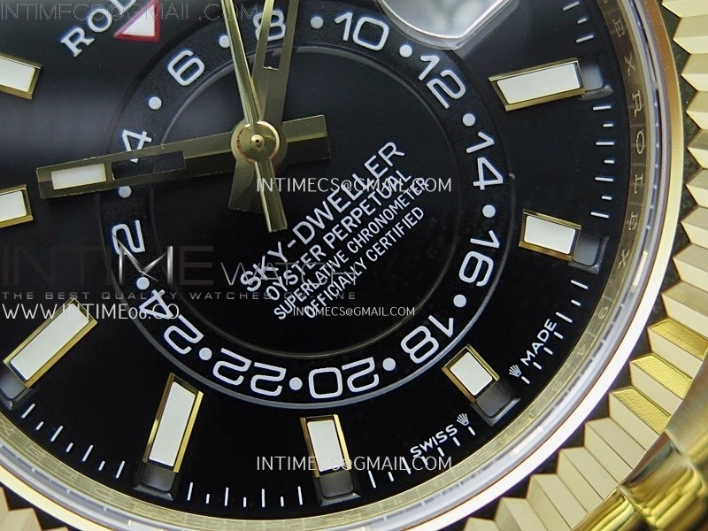 Sky-Dweller 326935 904L YG Noob 1:1 Best Edition Black Dial on YG Jubilee Bracelet Asian 23J to 9001