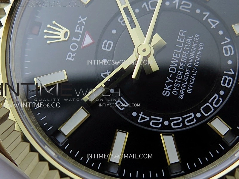 Sky-Dweller 326935 904L YG Noob 1:1 Best Edition Black Dial on YG Jubilee Bracelet Asian 23J to 9001