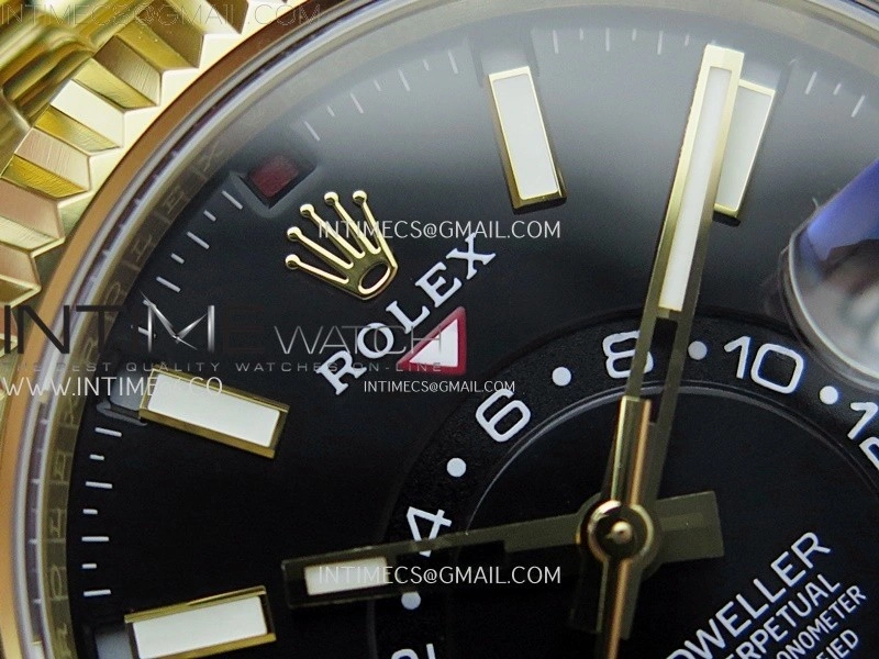 Sky-Dweller 326935 904L YG Noob 1:1 Best Edition Black Dial on YG Jubilee Bracelet Asian 23J to 9001