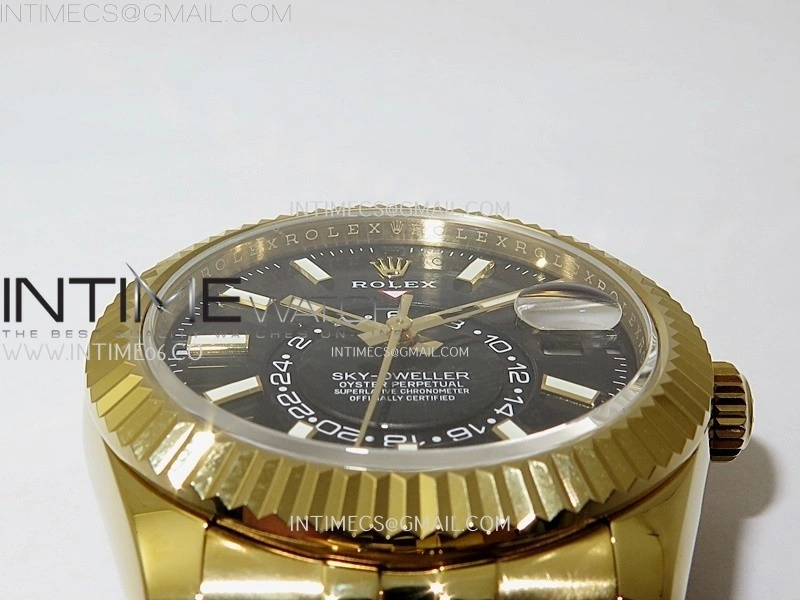 Sky-Dweller 326935 904L YG Noob 1:1 Best Edition Black Dial on YG Jubilee Bracelet Asian 23J to 9001