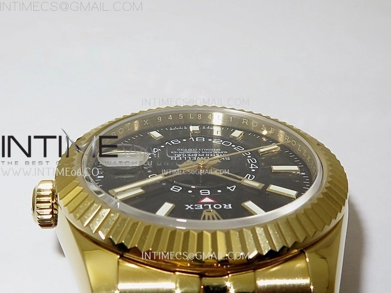 Sky-Dweller 326935 904L YG Noob 1:1 Best Edition Black Dial on YG Jubilee Bracelet Asian 23J to 9001