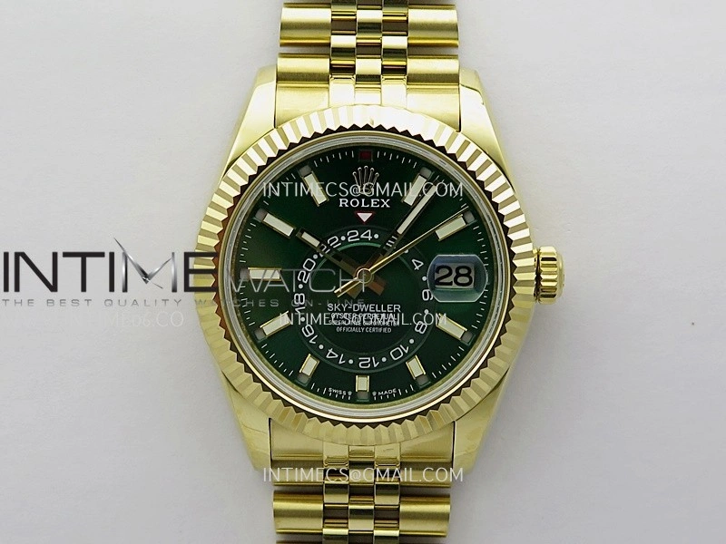 Sky-Dweller 326938 904L YG Noob 1:1 Best Edition Green Dial on YG Jubilee Bracelet Asian 23J to 9001