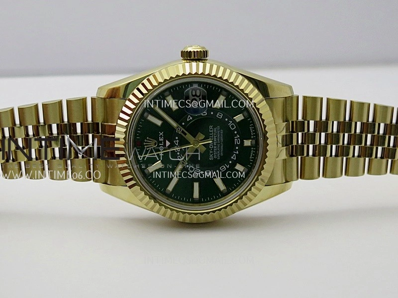 Sky-Dweller 326938 904L YG Noob 1:1 Best Edition Green Dial on YG Jubilee Bracelet Asian 23J to 9001