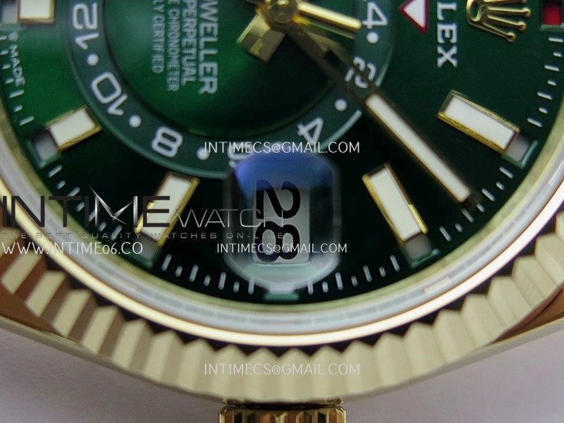 Sky-Dweller 326938 904L YG Noob 1:1 Best Edition Green Dial on YG Jubilee Bracelet Asian 23J to 9001