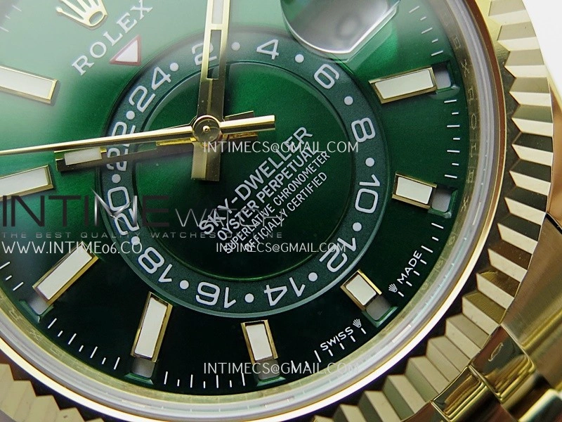 Sky-Dweller 326938 904L YG Noob 1:1 Best Edition Green Dial on YG Jubilee Bracelet Asian 23J to 9001