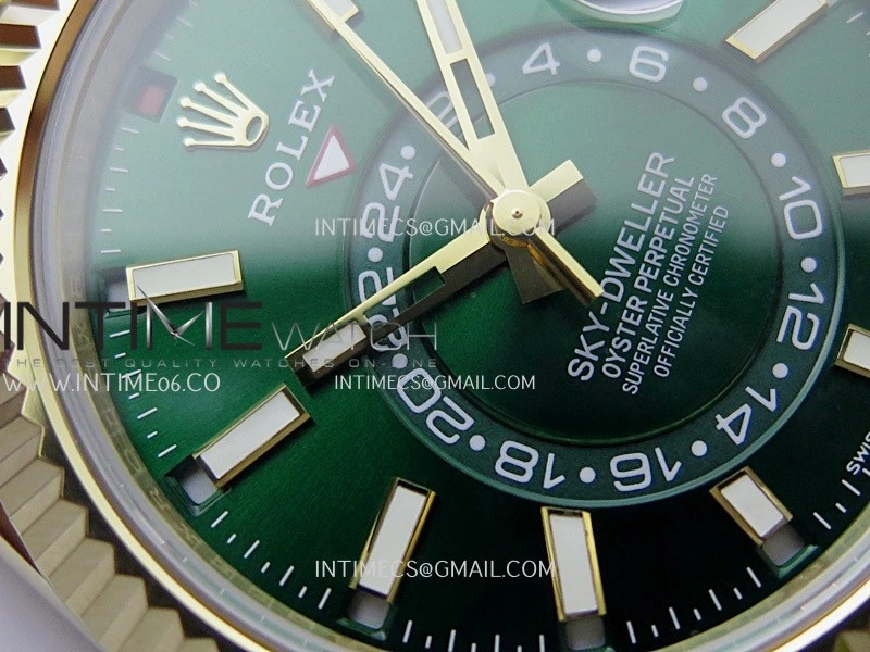 Sky-Dweller 326938 904L YG Noob 1:1 Best Edition Green Dial on YG Jubilee Bracelet Asian 23J to 9001