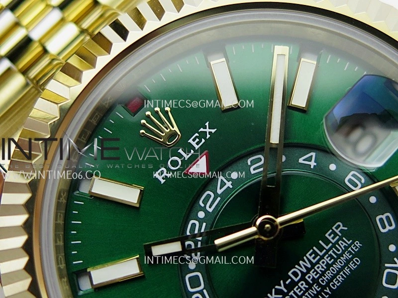 Sky-Dweller 326938 904L YG Noob 1:1 Best Edition Green Dial on YG Jubilee Bracelet Asian 23J to 9001