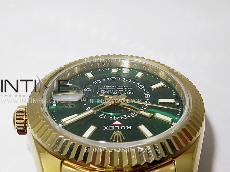 Sky-Dweller 326938 904L YG Noob 1:1 Best Edition Green Dial on YG Jubilee Bracelet Asian 23J to 9001